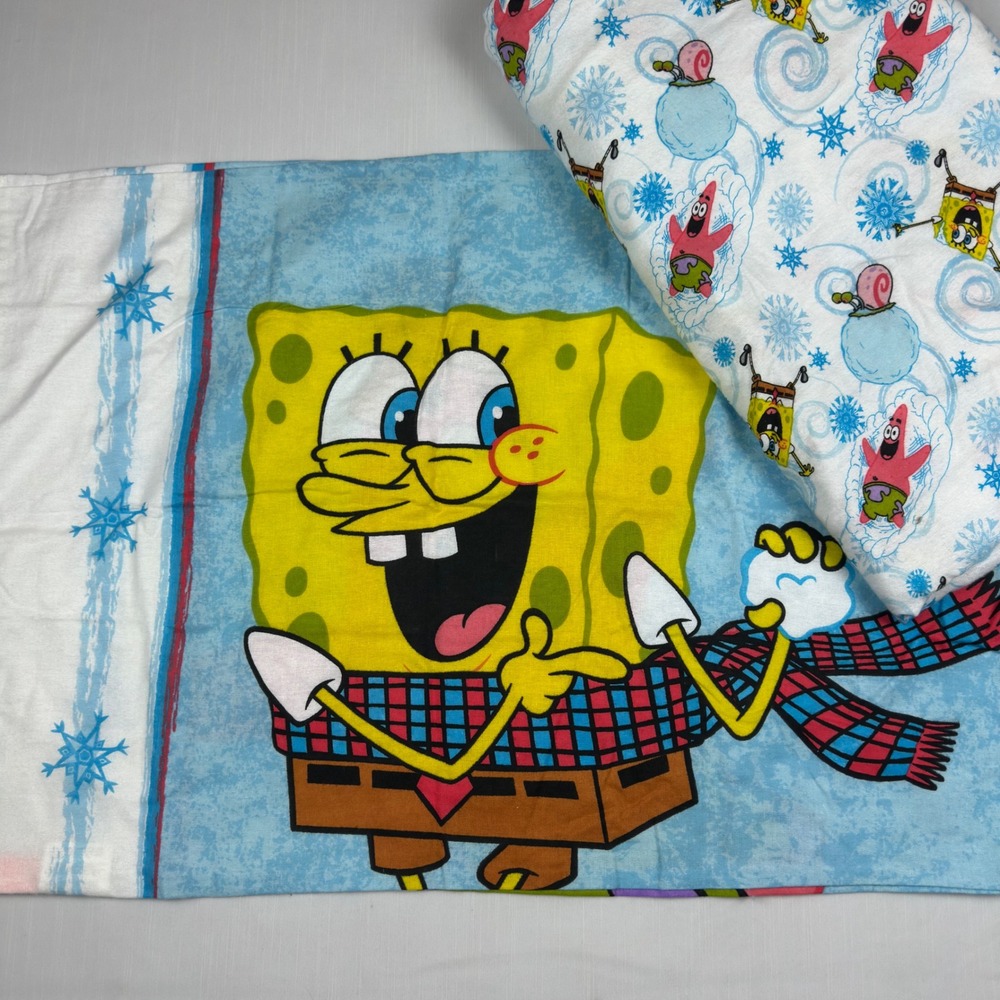 Nickelodeon SpongeBob SquarePants Winter Bedding Set Pillowcase Fitted Sheet
